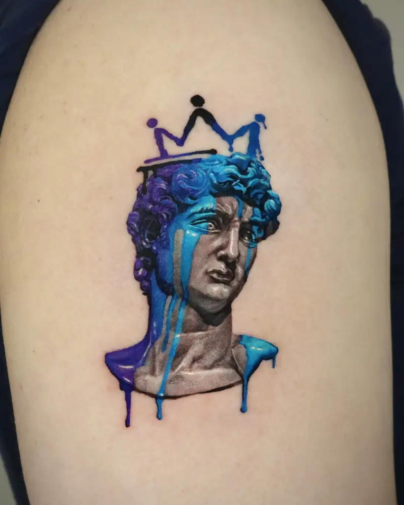 Color Drip Michelangelo's David Tattoo