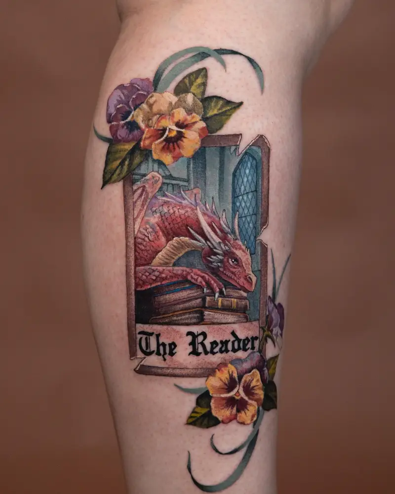 Color Realism Reader Tarot Card Tattoo