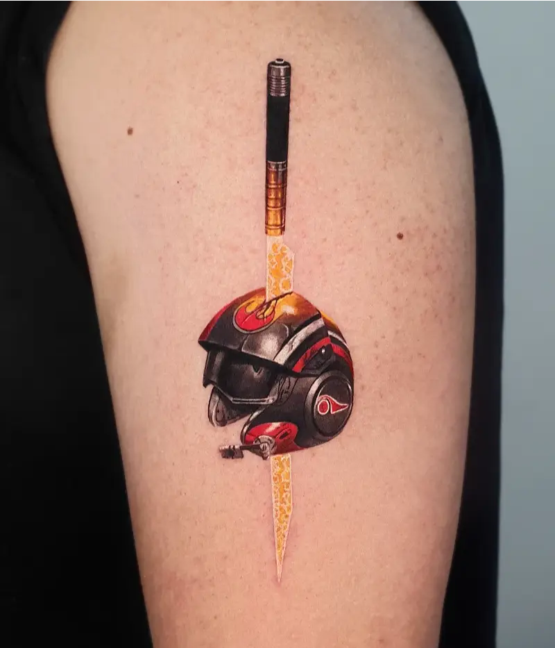 Color Realism Rebel Pilot Helmet Tattoo