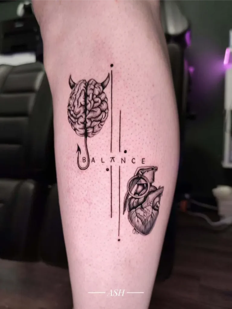 Conceptual Devil Brain Balance Tattoo