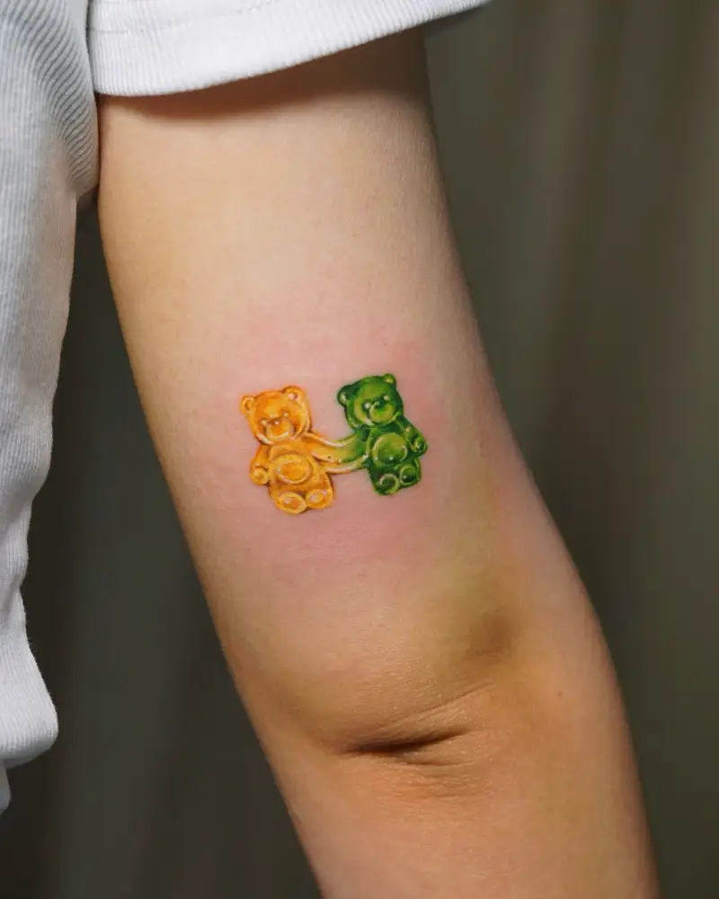 Connected Gummy Bear Friendship Tattoo