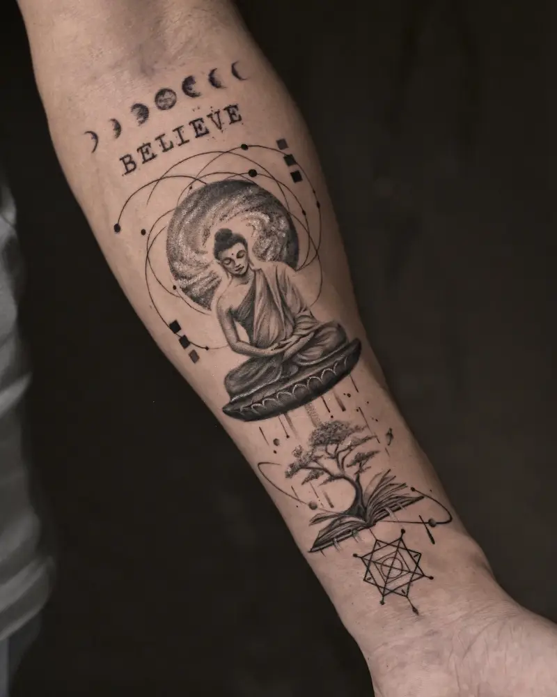 Cosmic Believe Buddha Tattoo