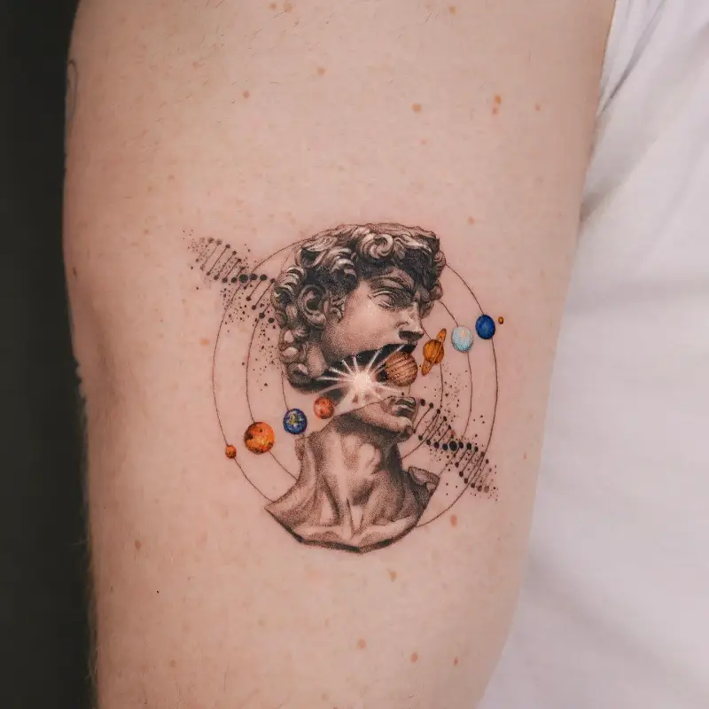 Cosmic David Statue Tattoo
