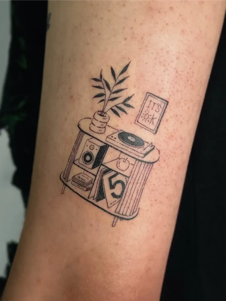 Cozy Corner Record Player Tattoo