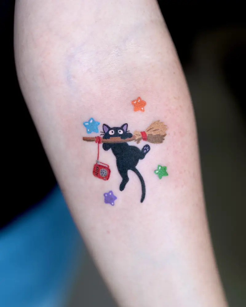 Cute Jiji Broomstick Tattoo