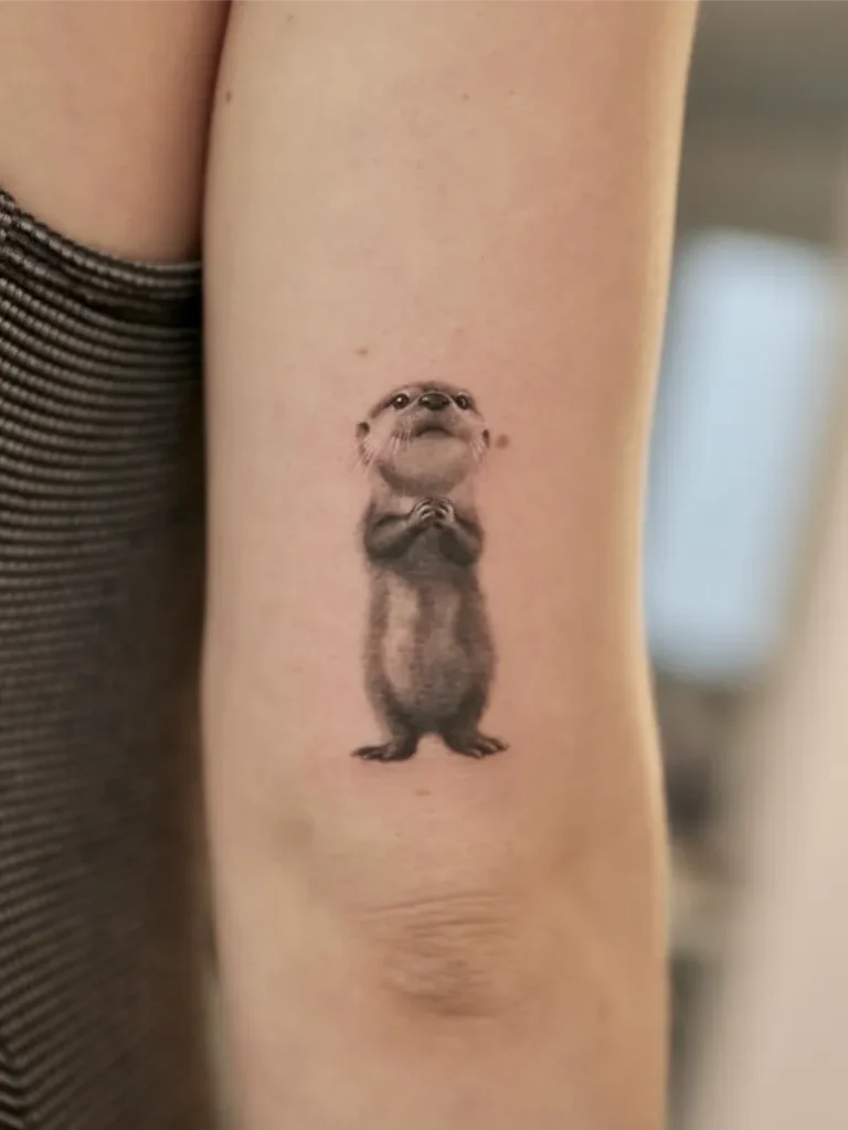 Cute Standing Otter Arm Tattoo