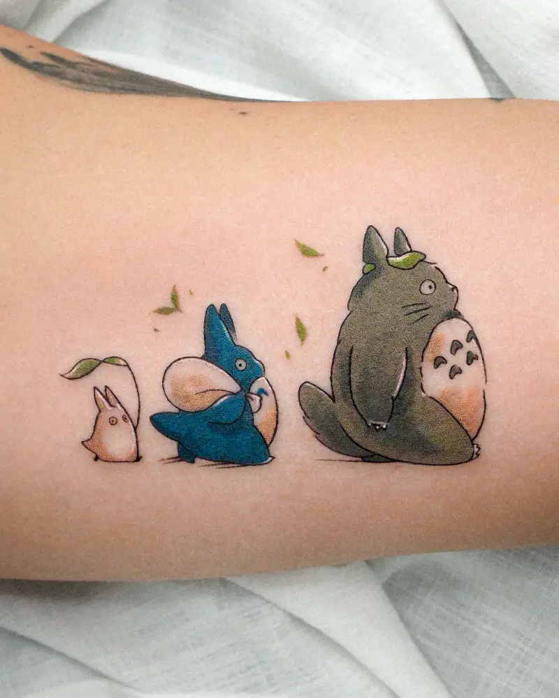 Cute Totoro Family Tattoo