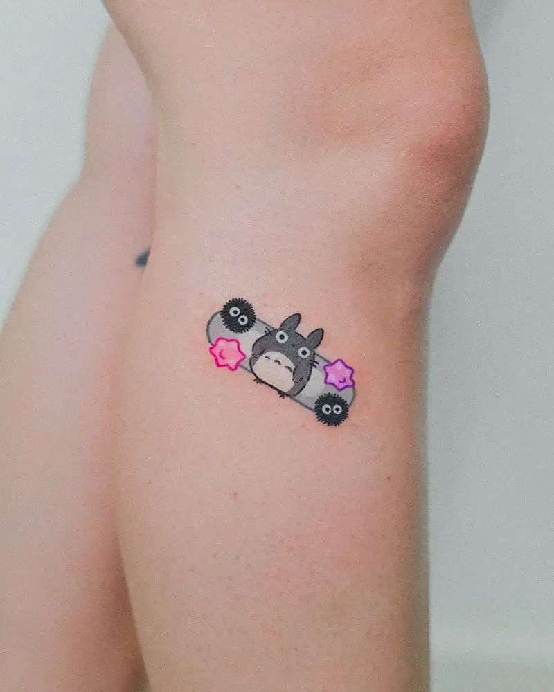 Cute Totoro and Soot Sprite Bandage Tattoo