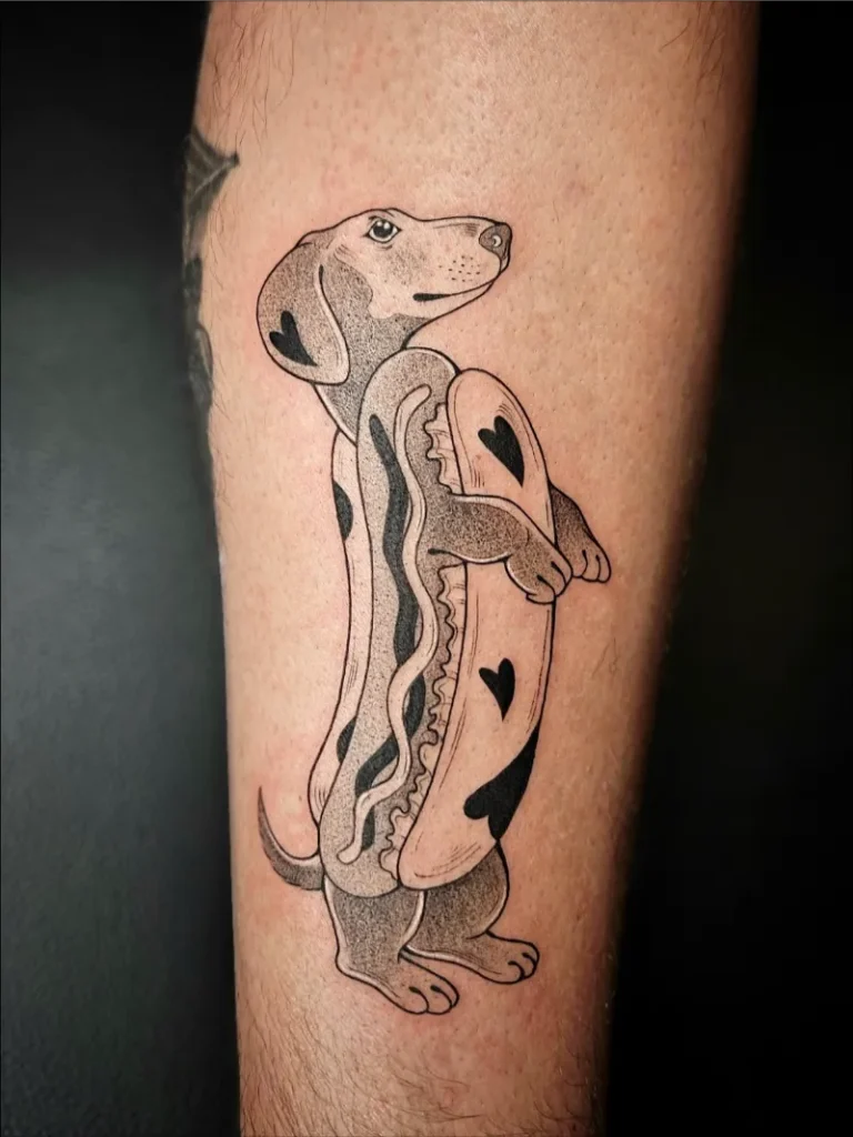 Dachshund Hot Dog Hybrid Tattoo