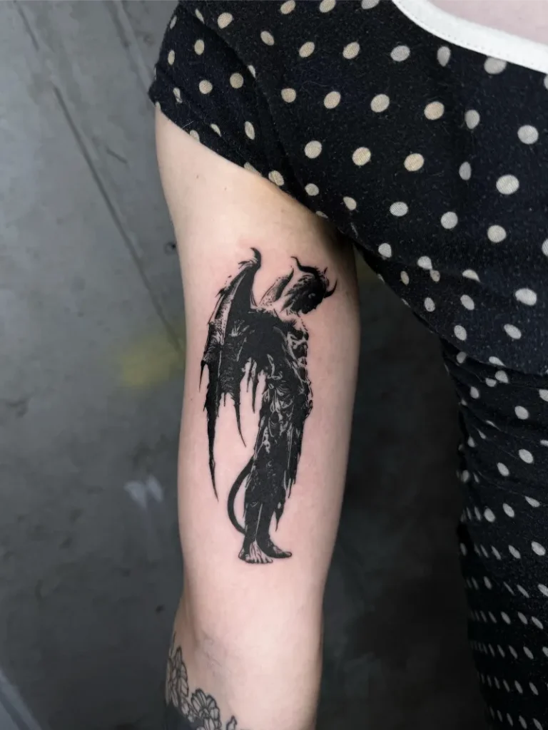 Dark Inkblot Devil Silhouette Tattoo
