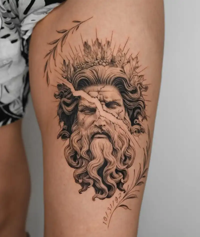 Delicate Cracked Poseidon Floral Tattoo