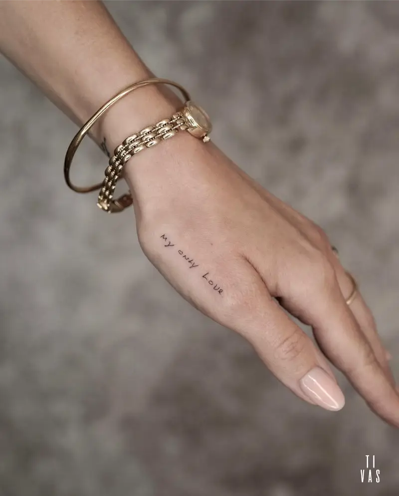 Delicate Handwritten Love Quote Tattoo