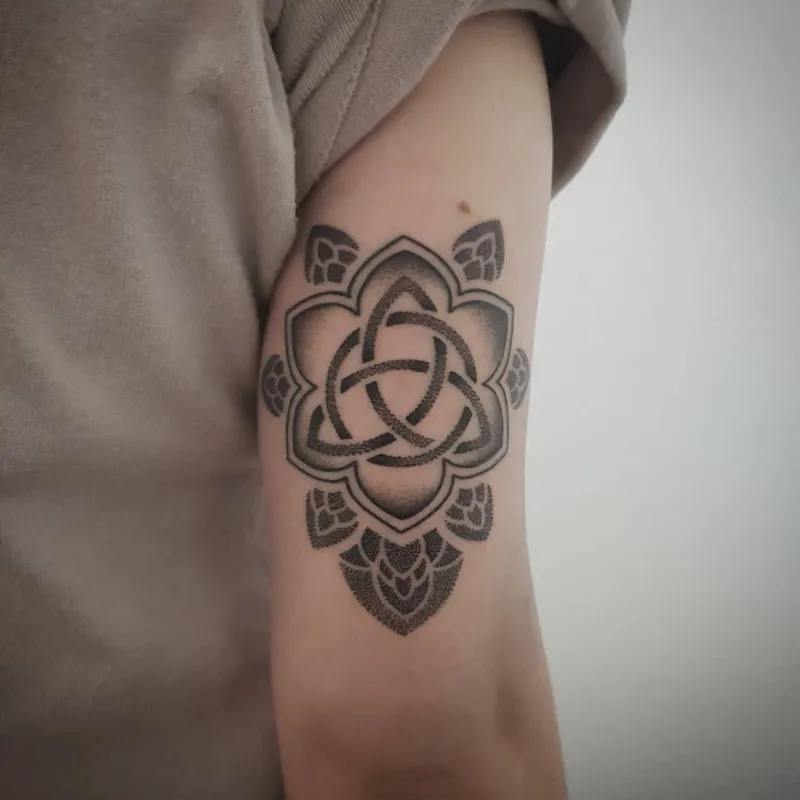 Dotwork Celtic Flower Knot Tattoo
