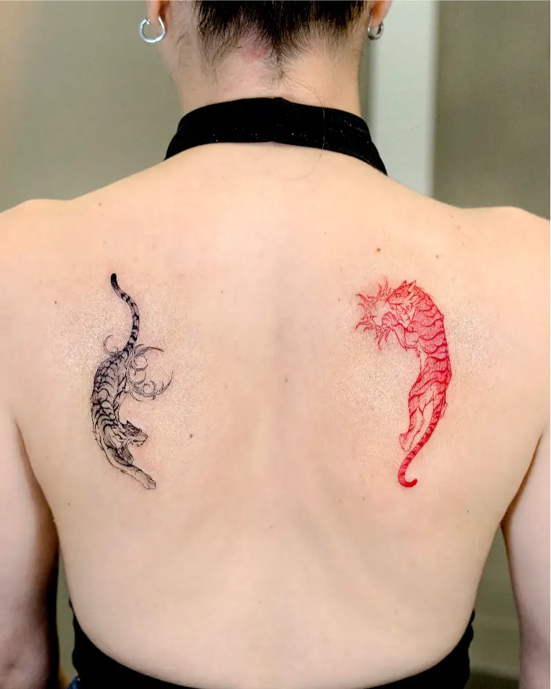Dual Contrast Tiger Back Tattoo