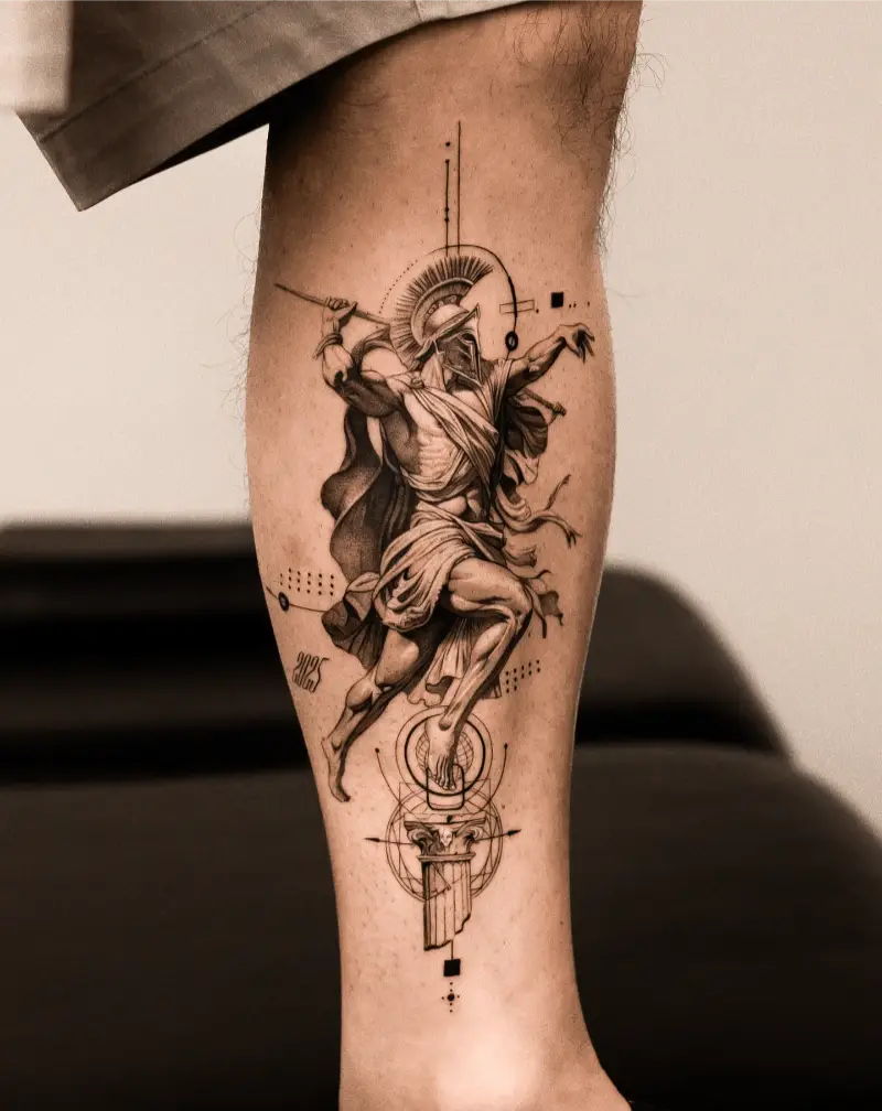 Dynamic Spartan Warrior Tattoo