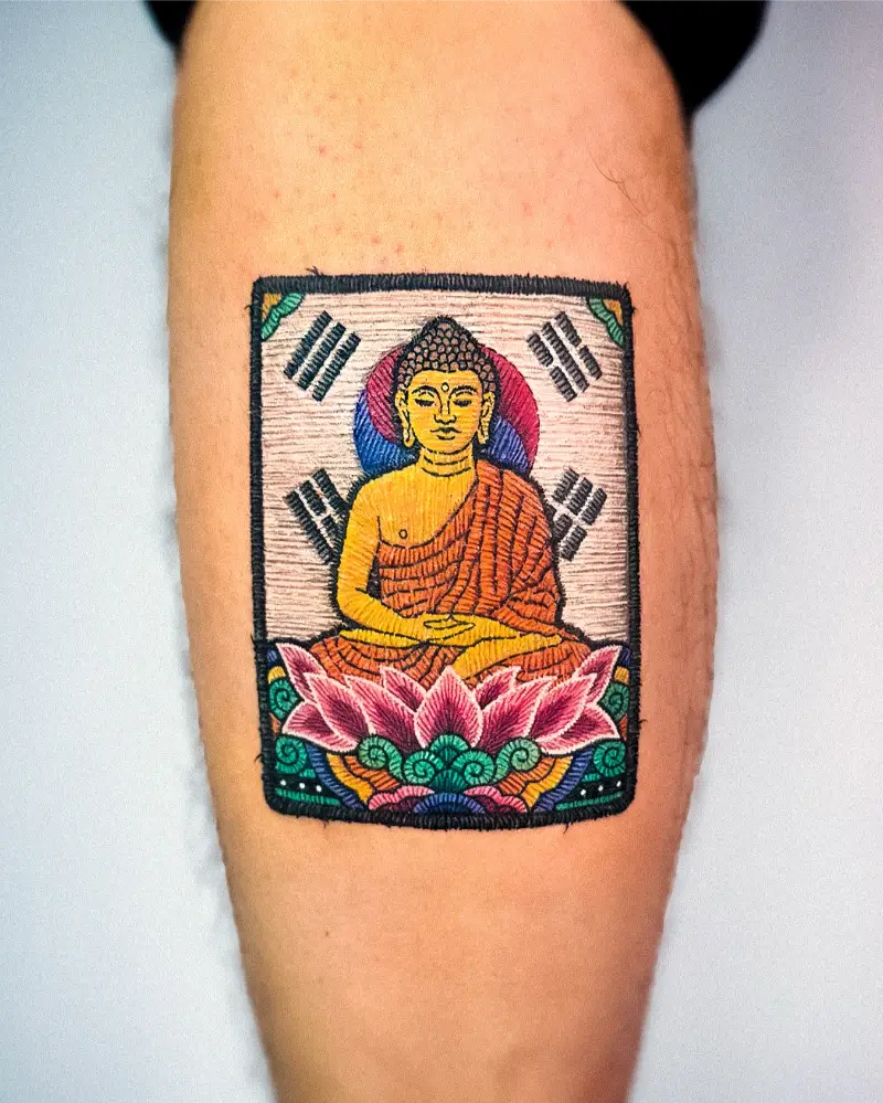 Embroidered Patch Buddha Tattoo
