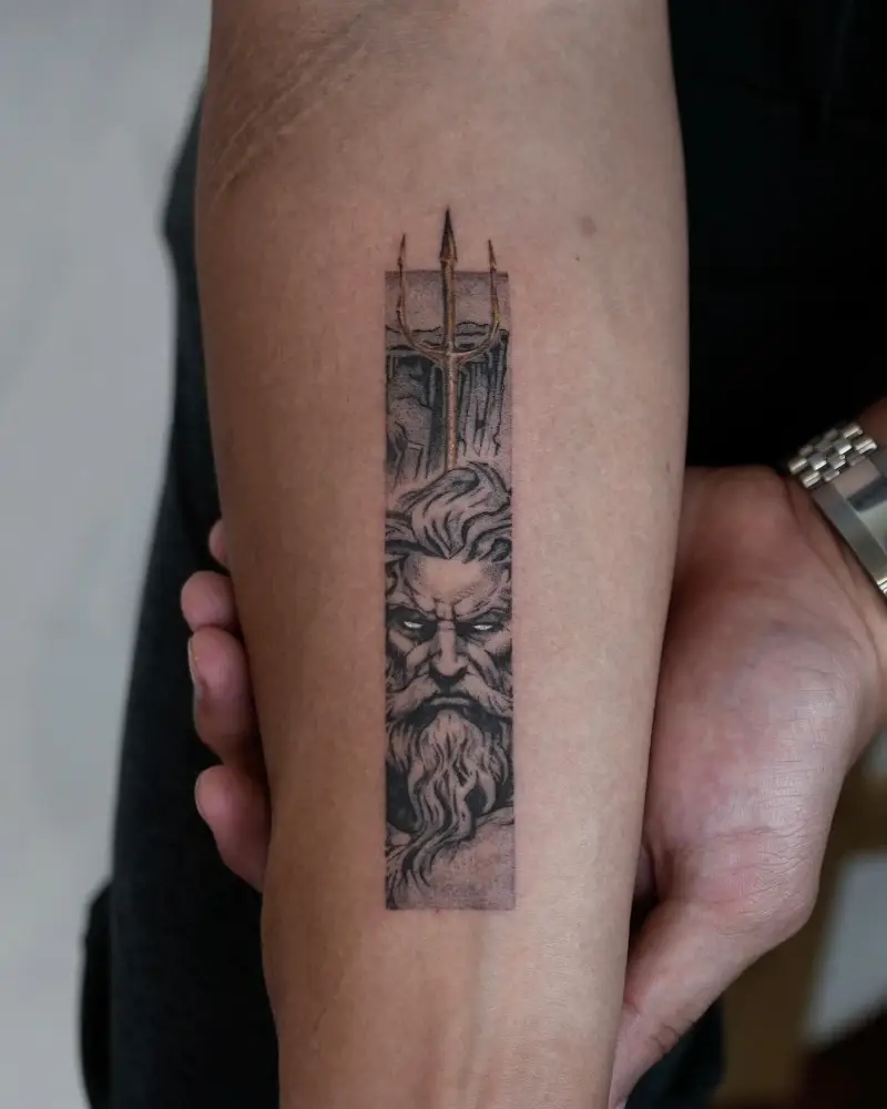 Fierce Poseidon Panel Tattoo