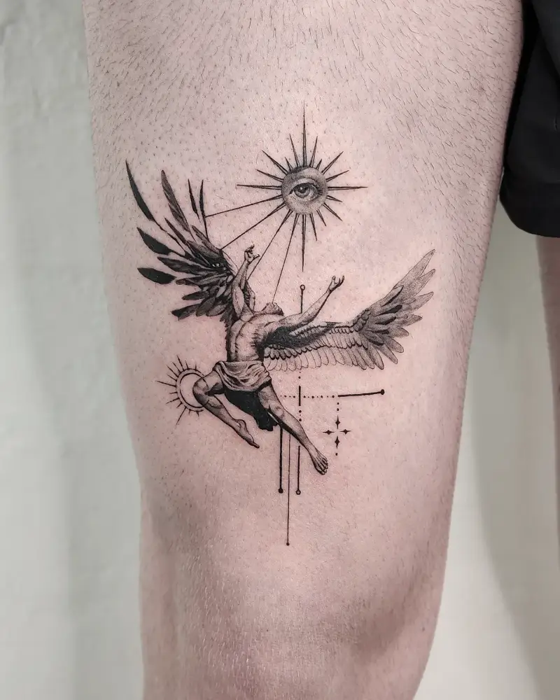 Fine Line Celestial Icarus Tattoo
