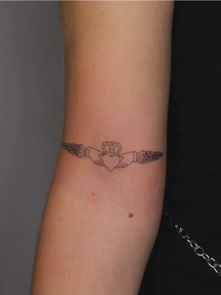 Fine Line Claddagh Celtic Tattoo