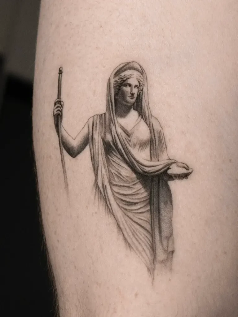 Fine Line Hera Goddess Tattoo