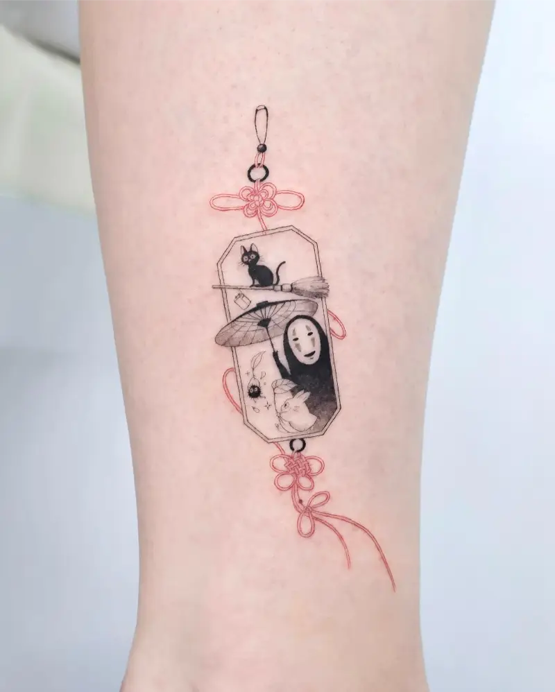Fine Line No-Face Norigae Tattoo