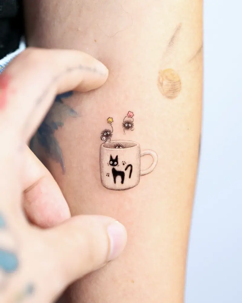 Fine Line Soot Sprite Coffee Mug Tattoo