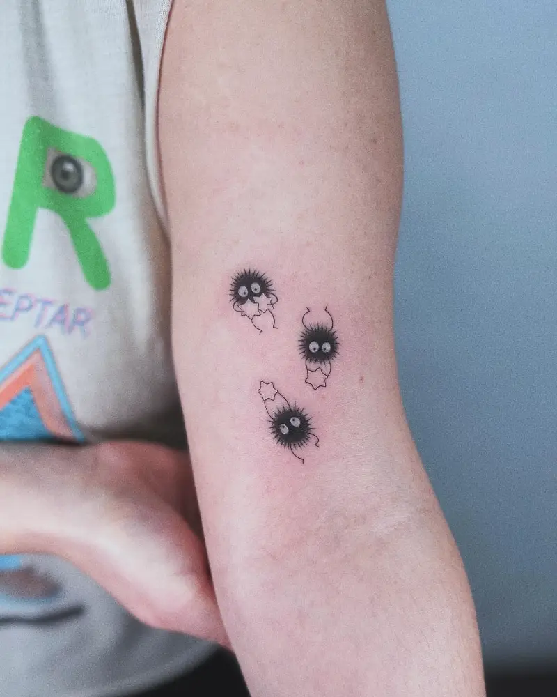 Fine Line Starry Trio Soot Sprite Tattoo