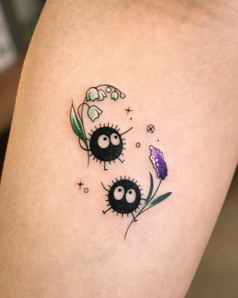 Floral Soot Sprite Duo Tattoo
