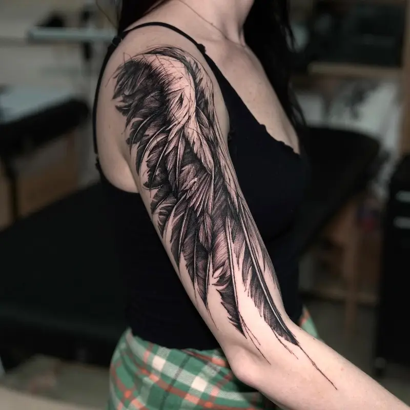 Full Sleeve Wings Tattoo