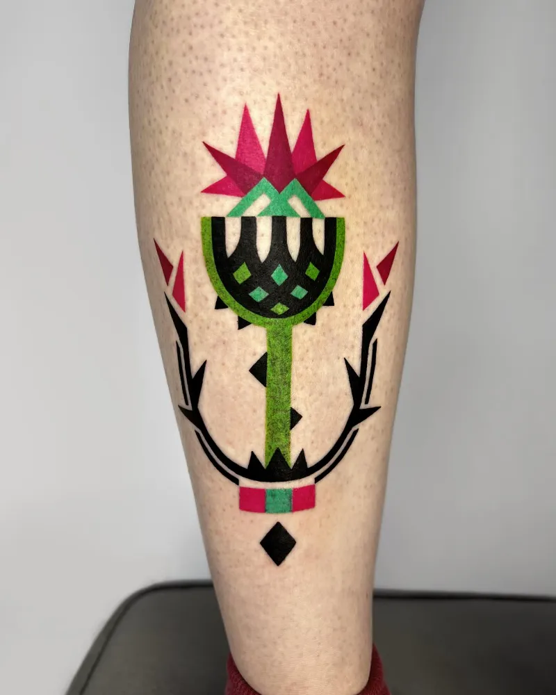 Geometric Abstract Thistle Tattoo