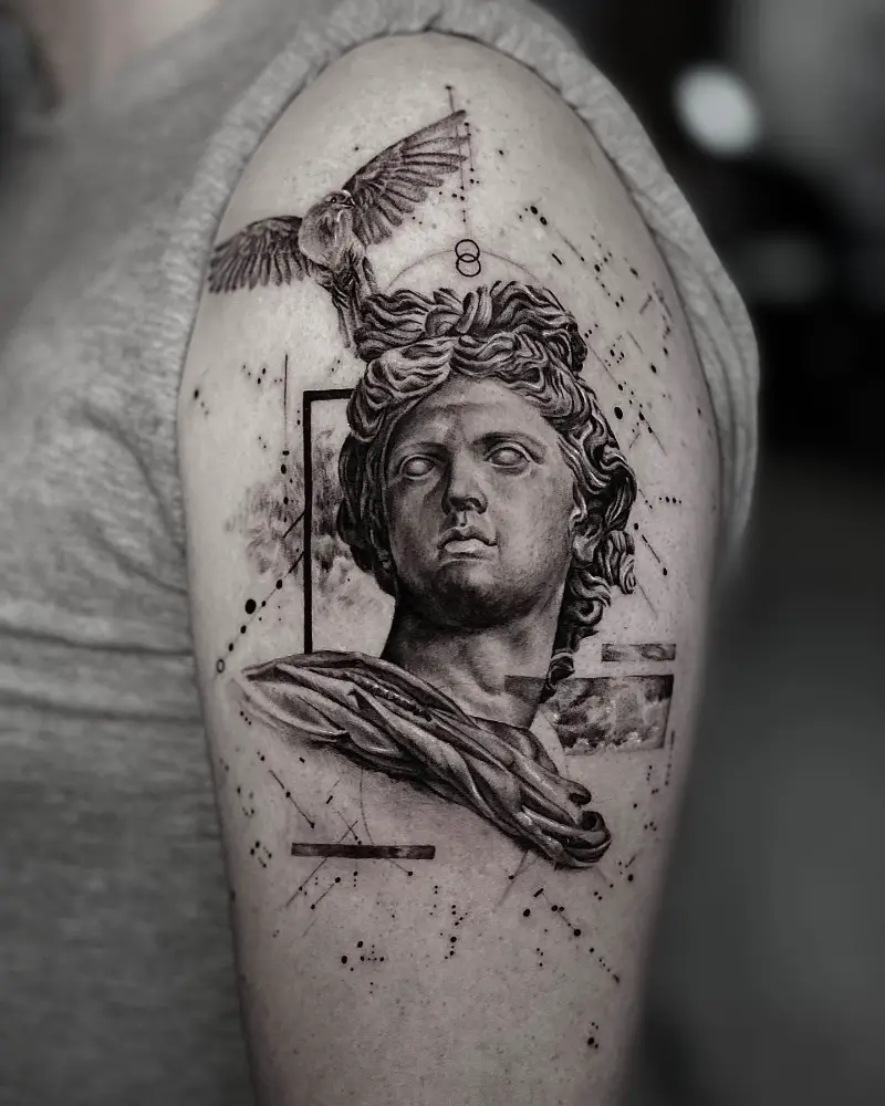 Geometric Apollo Statue Tattoo