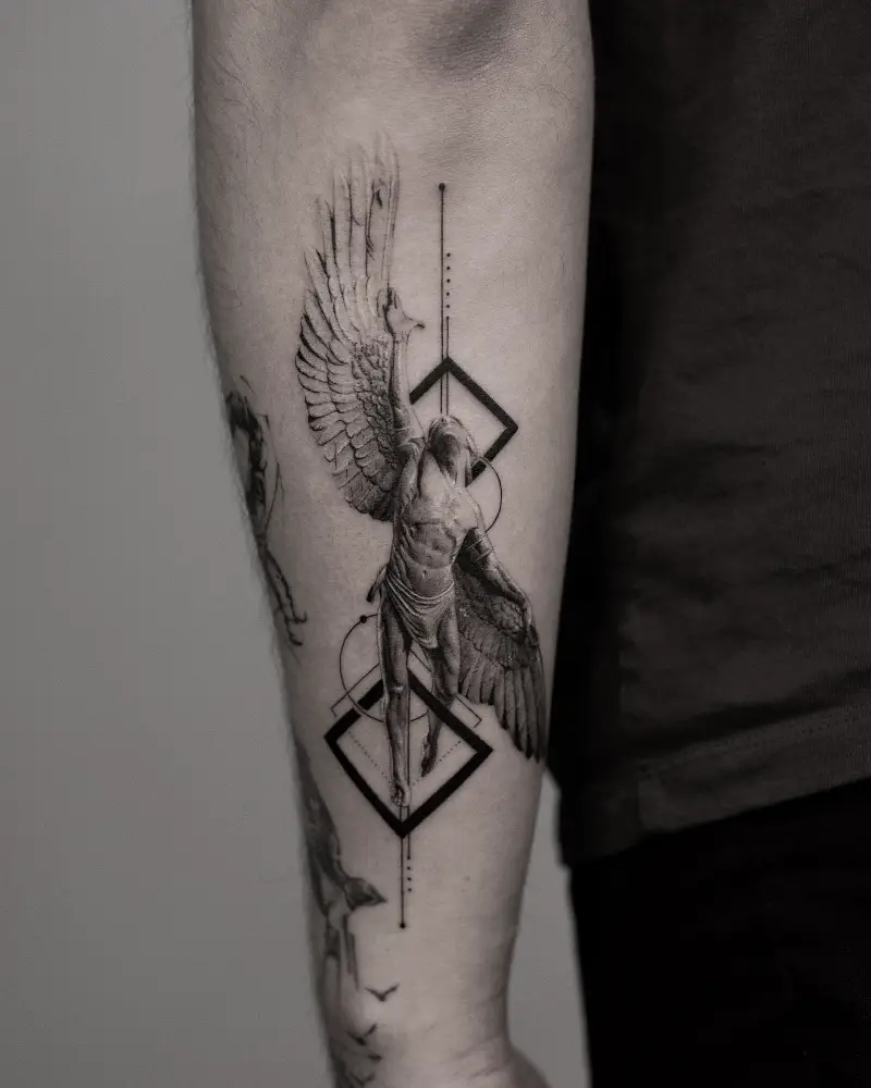 Geometric Ascending Icarus Tattoo