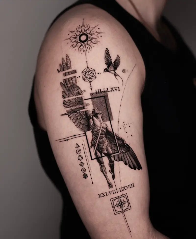 Geometric Icarus Ascension Tattoo