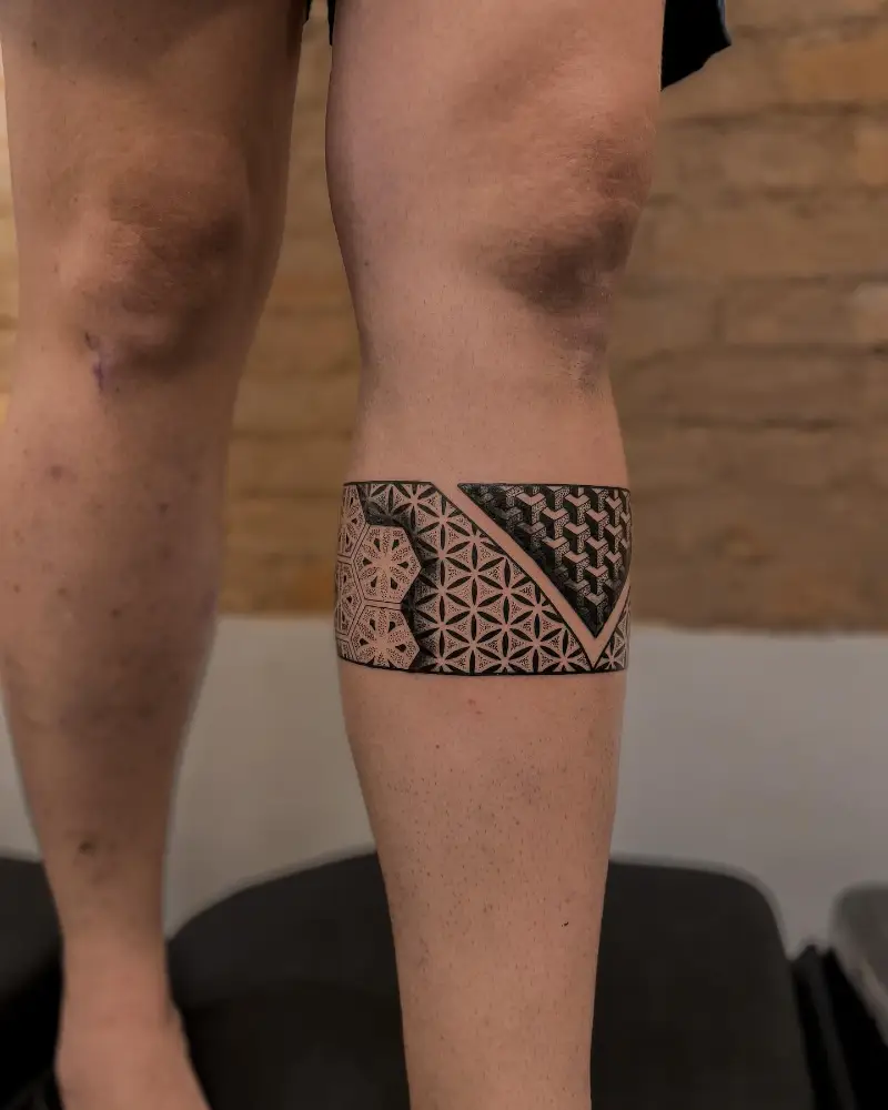 Geometric Polynesian Calf band Tattoo
