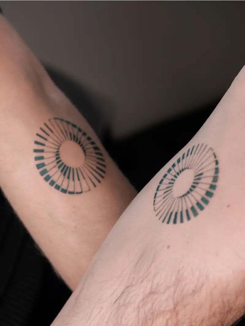 Geometric Spiral Matching Couple Tattoo