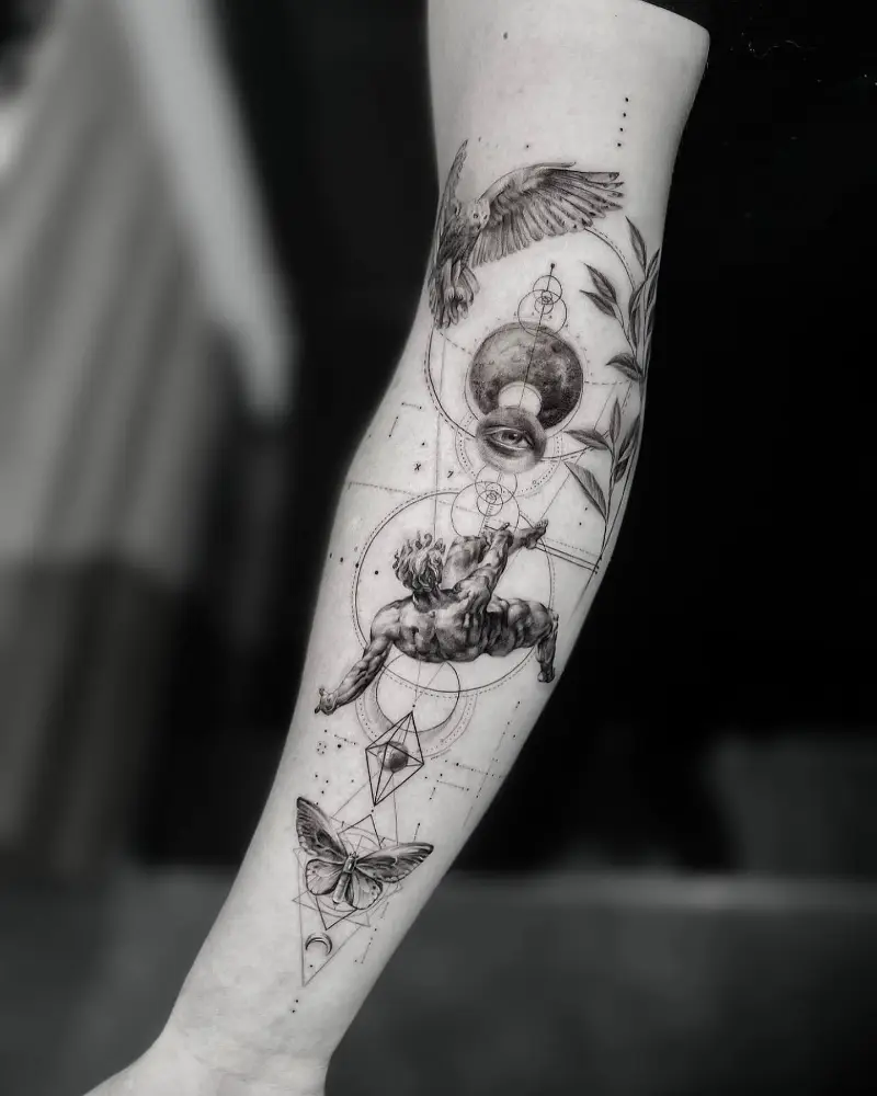 Geometric Surreal Icarus Tattoo