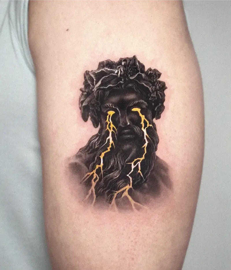 Golden Lightning Eyes Zeus Tattoo