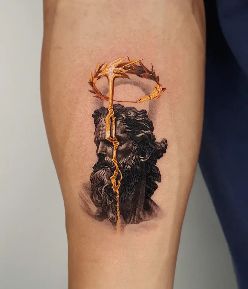 Golden Lightning Zeus Tattoo