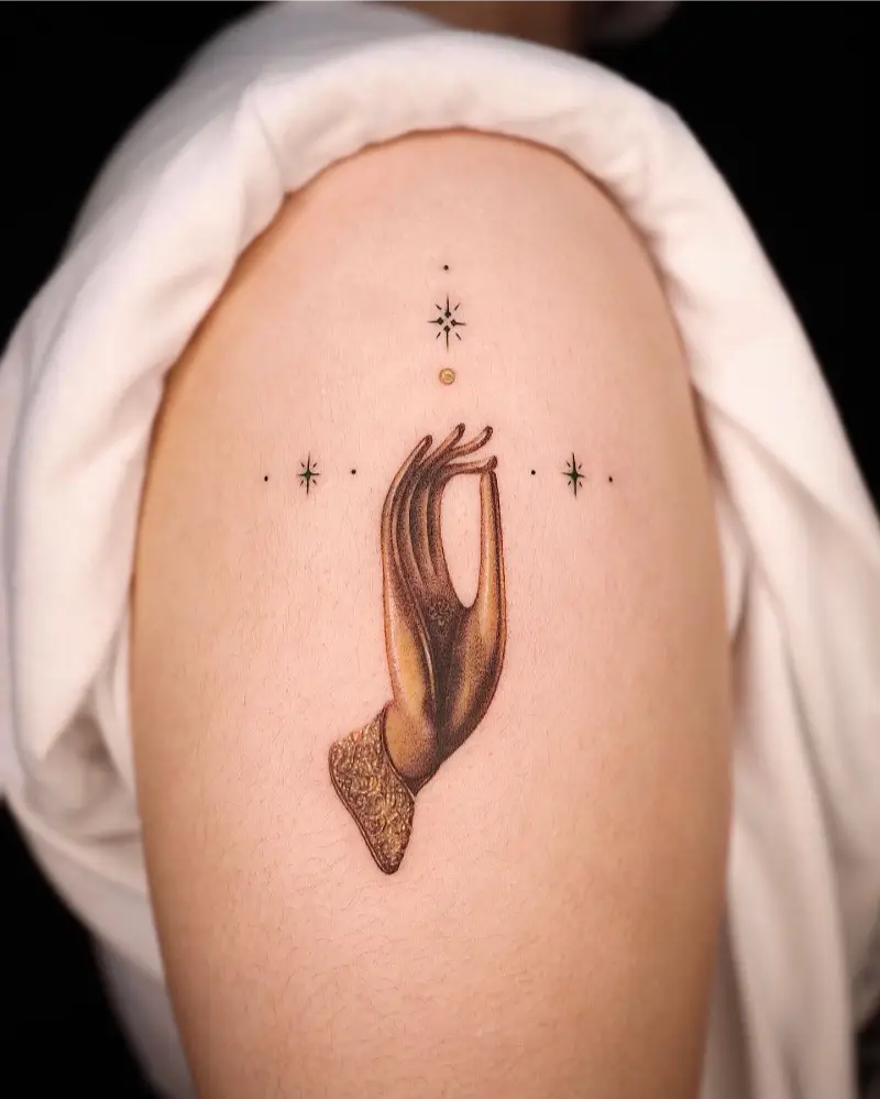 Golden Mudra Hand Tattoo