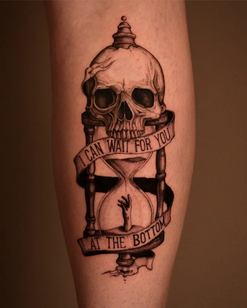 Gothic Skull Hourglass Tattoo