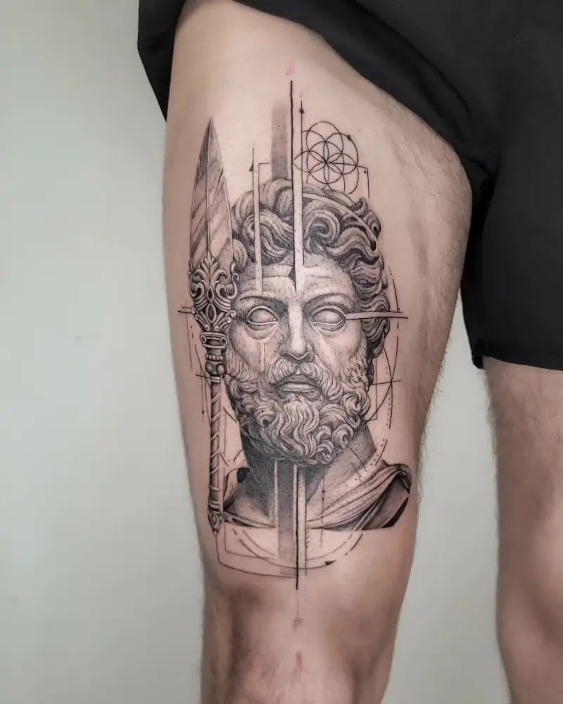 Greek God Thigh Tattoo