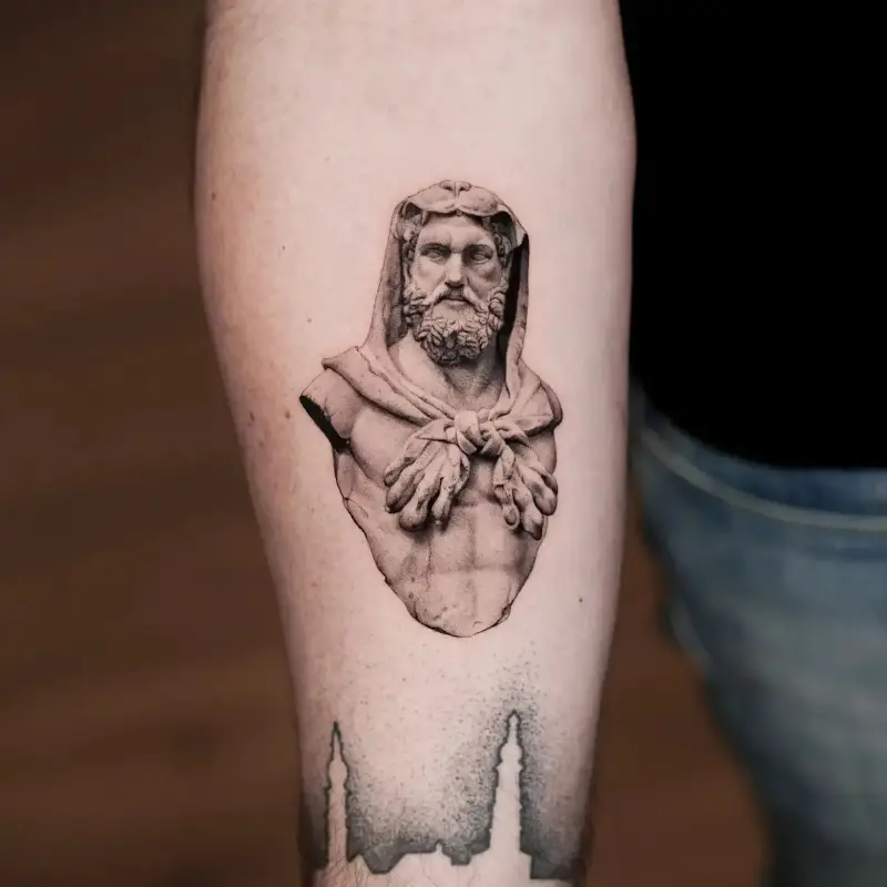 Hooded Greek Philosopher Tattoo