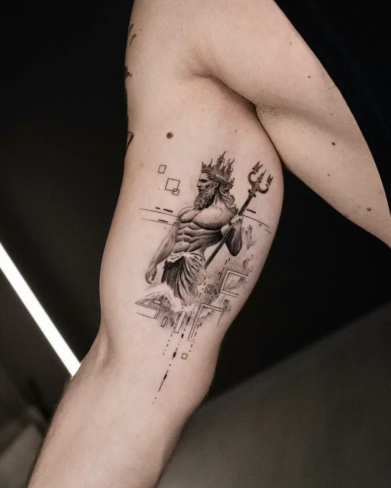 Intricate Poseidon Figure Tattoo