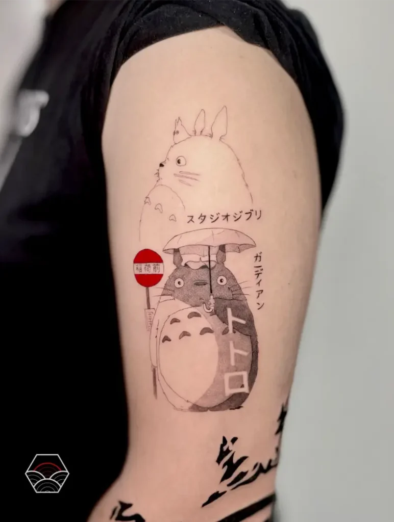 Japanese Lettering Totoro Tattoo
