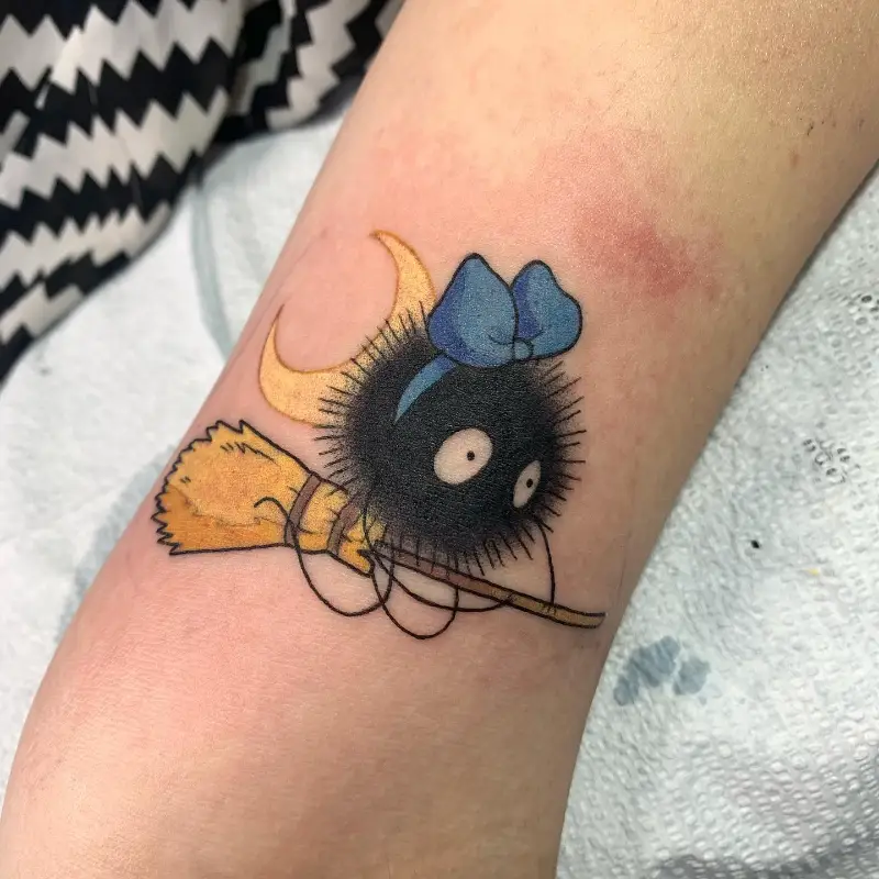 Jiji Inspired Soot Sprite Broom Tattoo
