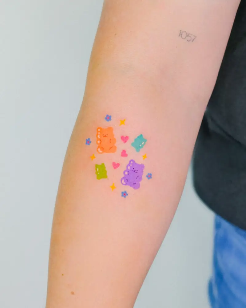 Kawaii Colorful Gummy Bear Tattoo