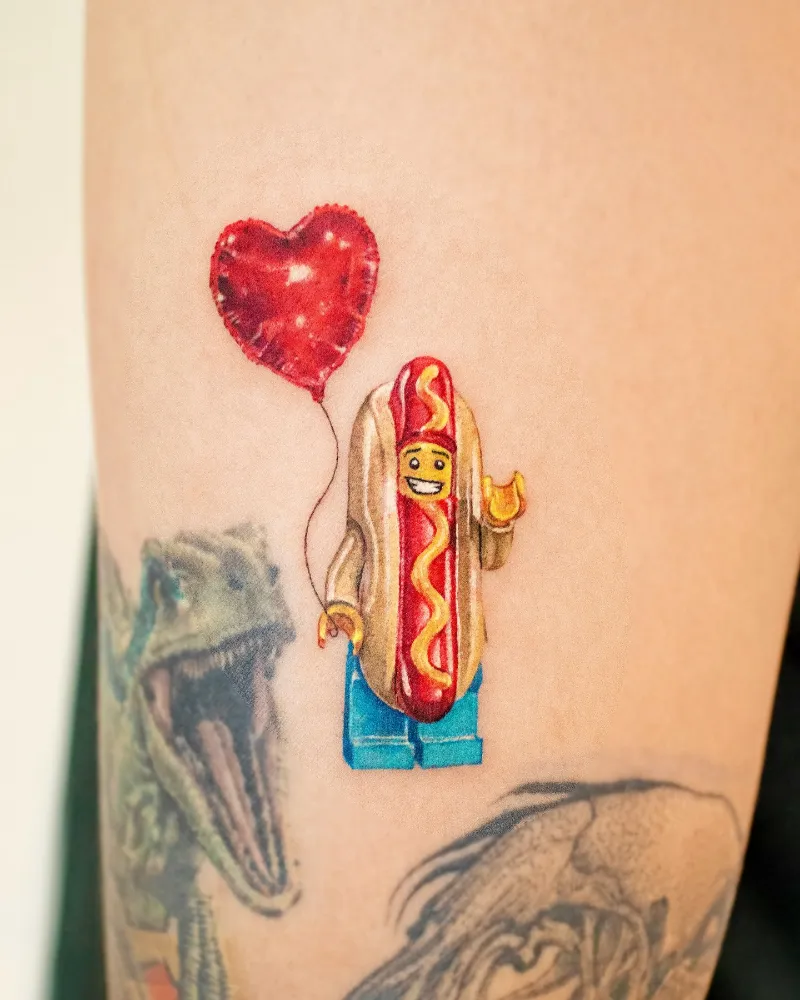 LEGO Hot Dog Balloon Tattoo