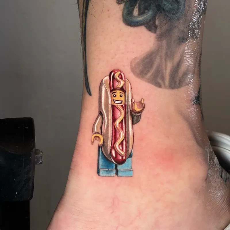 LEGO Hot Dog Costume Tattoo