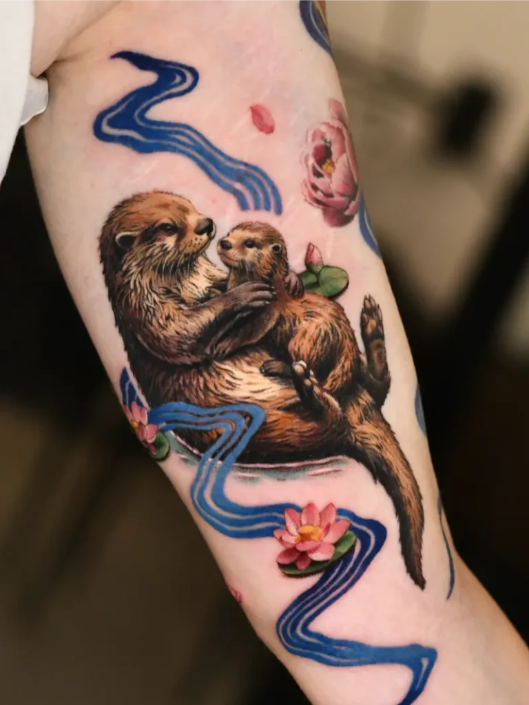 Loving Family Decorative Otter Tattoo