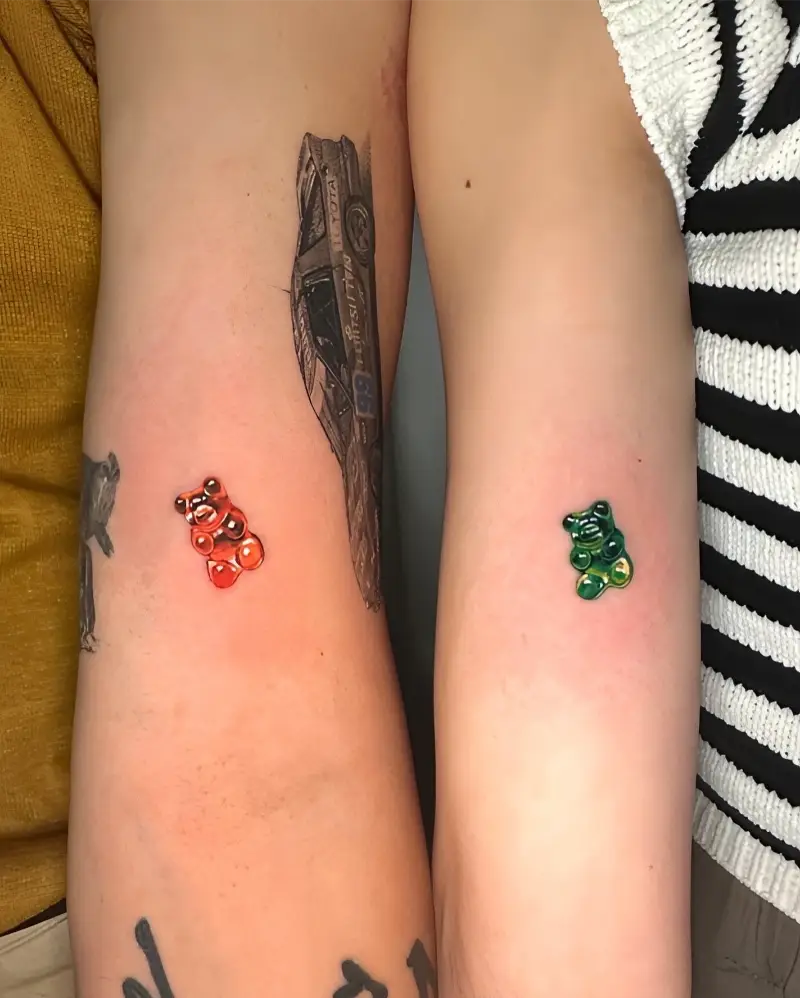 Matching Gummy Bear Couple Tattoo